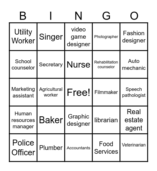 Employment Bingo Card