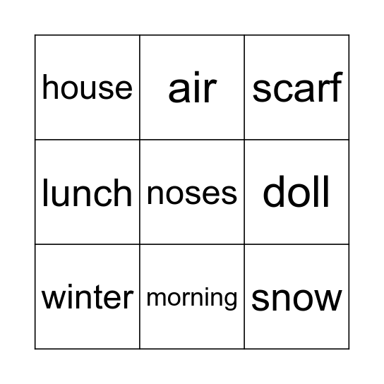 Footprints Noun Bingo Card