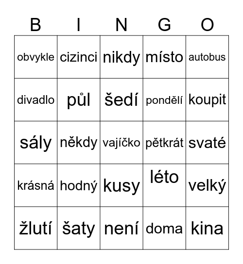 Výslovnost Bingo Card