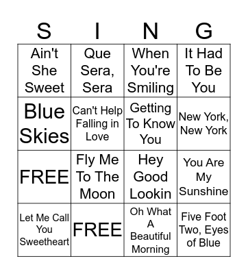 Music Singo Bingo Card