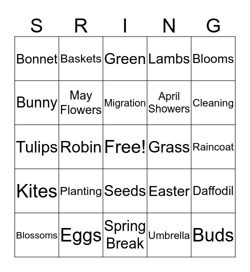 Spring Fever Bingo Card
