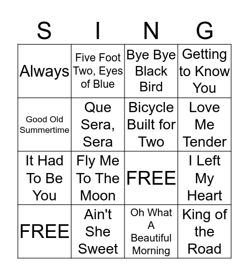 Music Singo Bingo Card