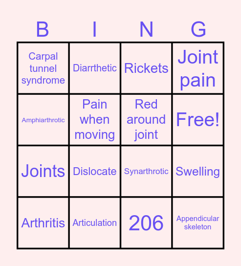 Skeletal System Bingo Card