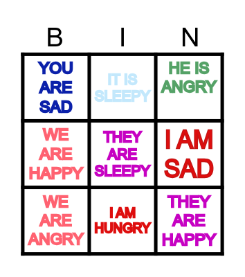 FEELINGS BINGO Card