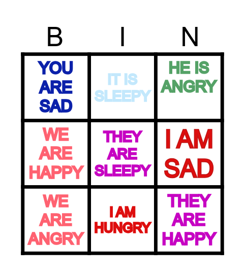 FEELINGS BINGO Card