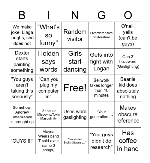 O'Neill class bingo Card
