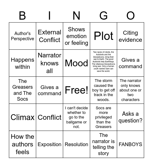 Conflict Bingo Card