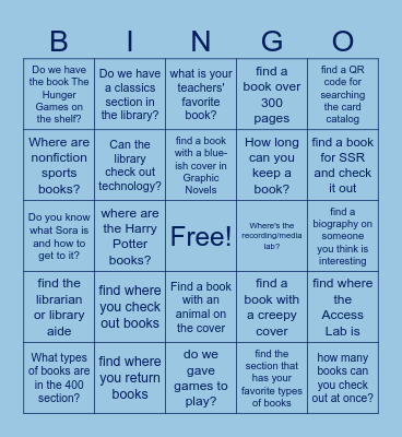 LIBRARY SCAVENGER HUNT BINGO Card