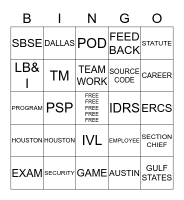 PSP  BINGO Card