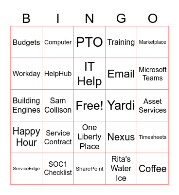 Asset Services Bingo! Bingo Card