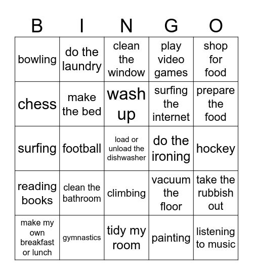 DO THIS, DO THAT Bingo Card