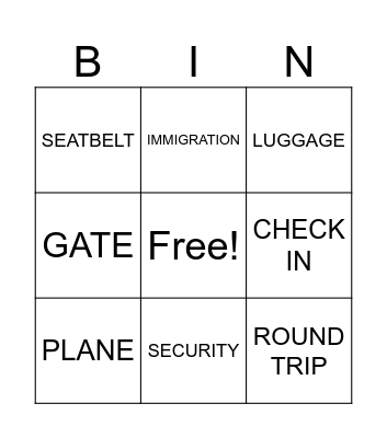 AIRPORT Bingo Card