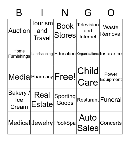 SALES - Category BINGO Card