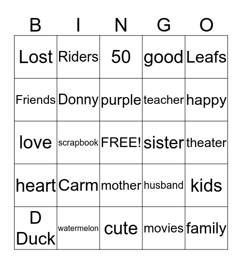 Untitled Bingo Card