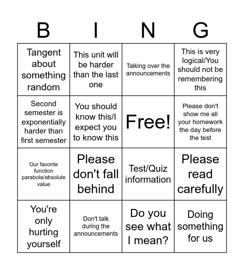 ms park Bingo Card