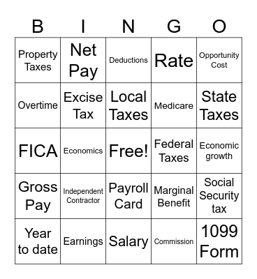 Friday Fun Day Bingo Card