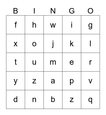Alphabet Bingo! Bingo Card