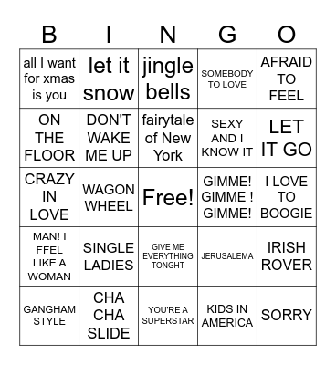 Christmas time Bingo Card