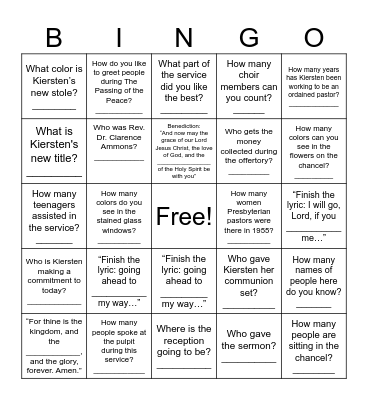 Kiersten's BINGO Card