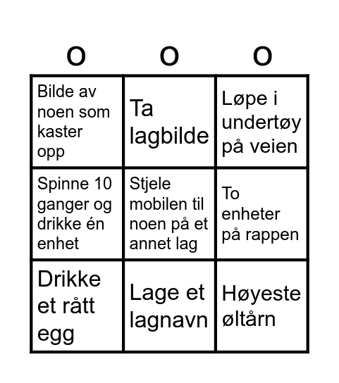 ØL Bingo Card