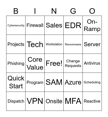 Onsite Bingo Card