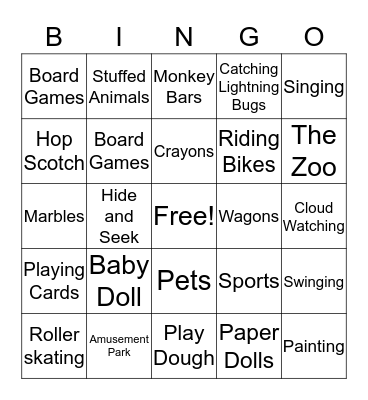 These Are A Few of My Favorite Things Bingo Card