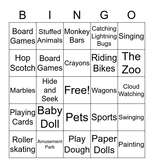 These Are A Few of My Favorite Things Bingo Card