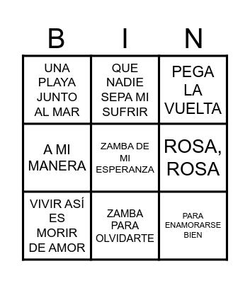 BINGO MUSICAL Bingo Card