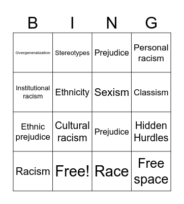 Hidden Hurdles Bingo Card