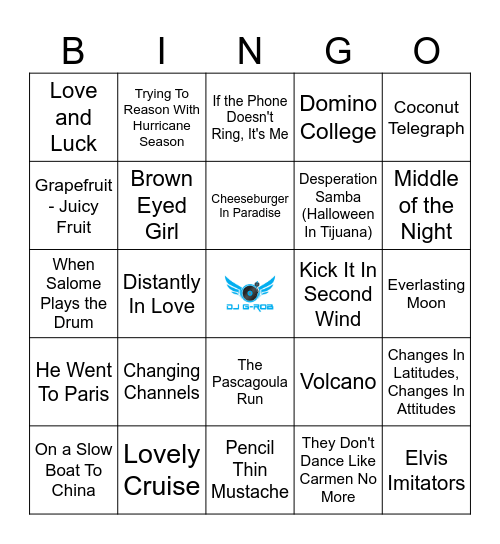 Jimmy Buffett Part 1 Bingo Card
