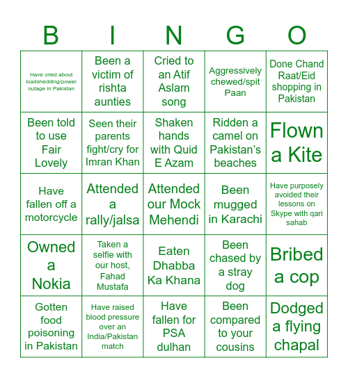 PSA BINGO Card