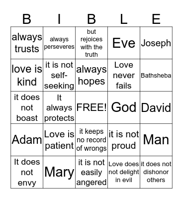 Love Bingo Card