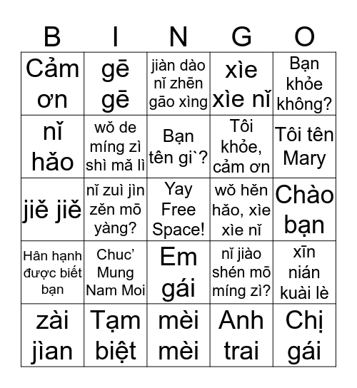 ADN Chinese Vietnamese Bingo! Bingo Card