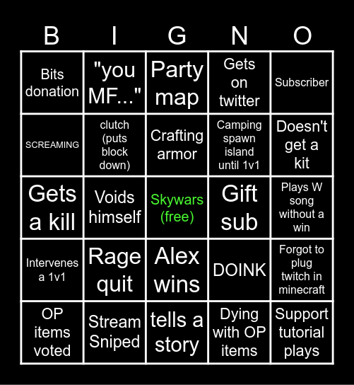 AJG BINGO Card