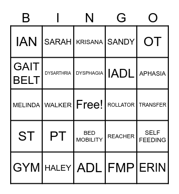 REHAB AWARENESS WEEK Bingo Card