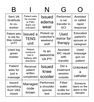 PT MONTH BINGO Card