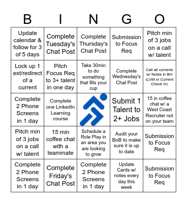 West Coast BINGO Card
