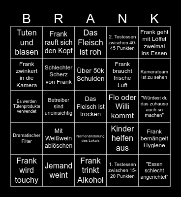 Brank Frosins Ringo Bingo Card