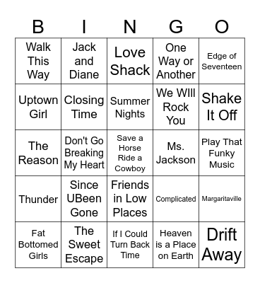 SING IT LOUD! Sing-Alongs Bingo Card