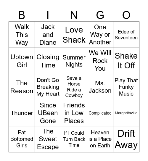 SING IT LOUD! Sing-Alongs Bingo Card