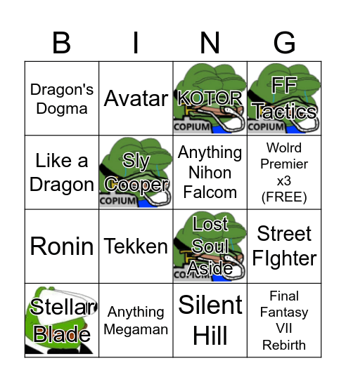 Playstation State of Play Bingo Card
