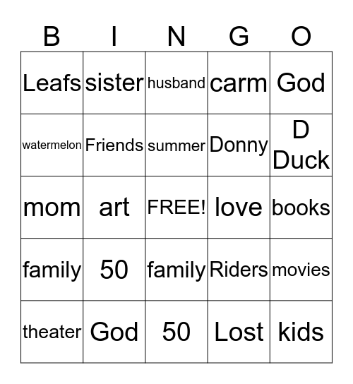 Untitled Bingo Card