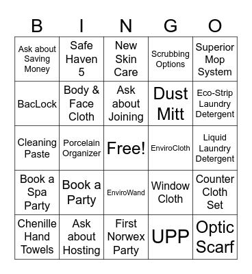 Norwex Bingo Card