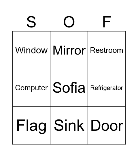 Sofia Bingo Card