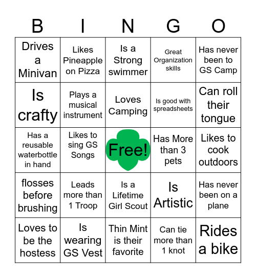Girl Scout Leaders Mingle…Find Someone WHO… Bingo Card