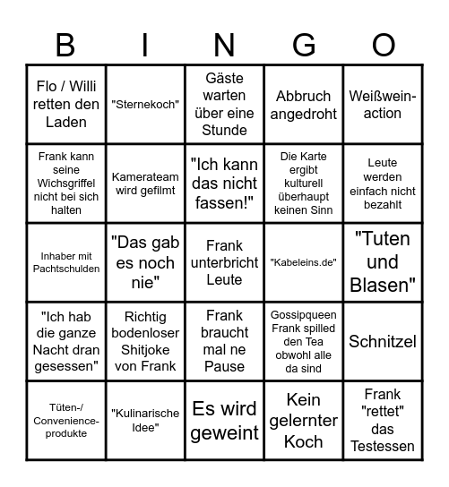 Rose Bingo Card