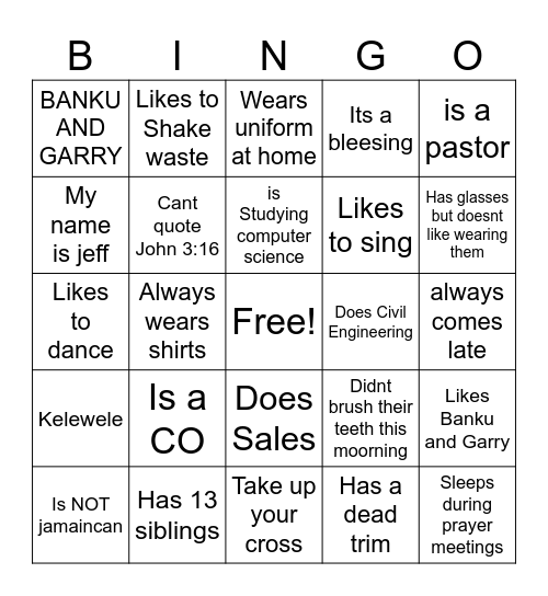 First Love Bingo Card