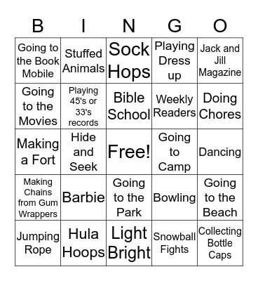 These Are A Few of My Favorite Things Bingo Card