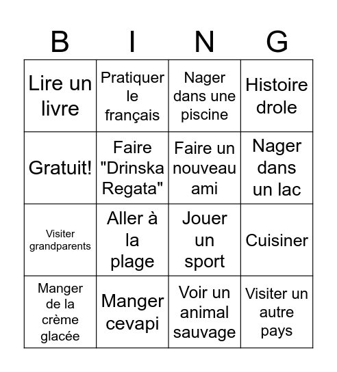 Bing(o) d'été Bingo Card