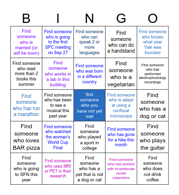 WTI Graduate Fellow Bingo Card